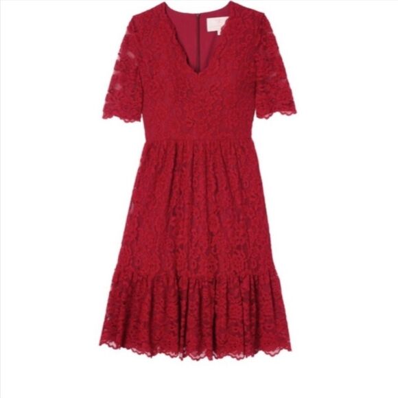 Gal Meets Glam Stella Lace Dress in Raspberry Red RARE Midi Size 6 - Picture 3 of 9